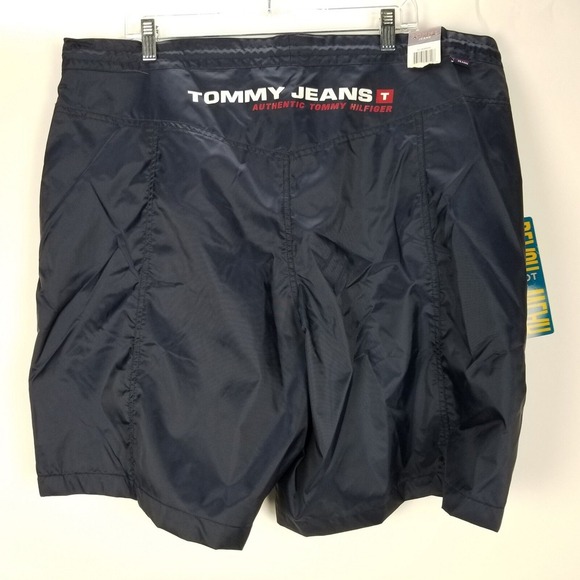 Tommy Jeans Men's Shorts Size XL Tommy Hilfiger Spellout Navy Blue Beach Wear - Picture 4 of 6